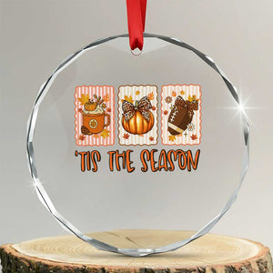 Tis The Season Fall Thanksgiving Crystal Glass Ornament American Football Pumpkin Postage Stamps TS11 Transparent Glass 3'' Circle Print Your Wear