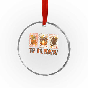 Tis The Season Fall Thanksgiving Crystal Glass Ornament American Football Pumpkin Postage Stamps TS11 Print Your Wear