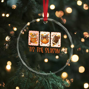 Tis The Season Fall Thanksgiving Crystal Glass Ornament American Football Pumpkin Postage Stamps TS11 Print Your Wear