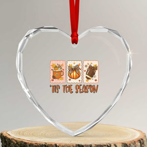 Tis The Season Fall Thanksgiving Heart Crystal Glass Ornament American Football Pumpkin Postage Stamps TS11 Transparent Glass 3'' Heart Print Your Wear