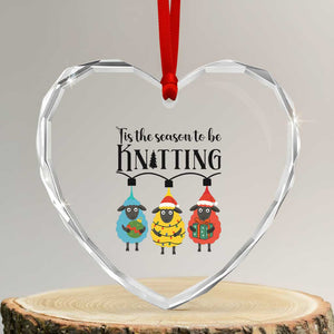Tis The Season To Be Knitting Heart Crystal Glass Ornament Christmas Gift TS12 Transparent Glass 3'' Heart Print Your Wear