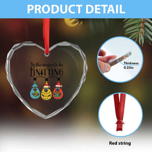 Tis The Season To Be Knitting Heart Crystal Glass Ornament Christmas Gift TS12 Print Your Wear