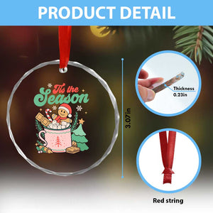 Tis The Season Xmas Crystal Glass Ornament Groovy Retro Gingerbread Hot Cocoa TS09 Print Your Wear