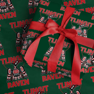 Tlingit Raven Totem Wrapping Paper Roll Alaska Native Tribal Art Design TS02 Green Print Your Wear