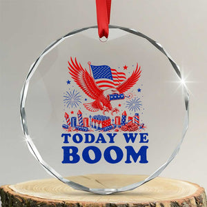 Today We Boom 4th of July Bald Eagle Fireworks Crystal Glass Ornament