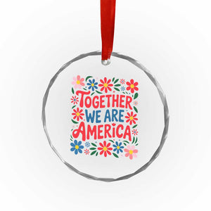 Together We Are America Floral Patriotic Crystal Glass Ornament Retro Red White and Blue Bunny Inspirational Quote TS02 Print Your Wear