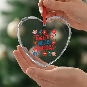 Together We Are America Floral Patriotic Heart Crystal Glass Ornament Retro Red White and Blue Bunny Inspirational Quote TS02 Print Your Wear