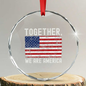Together We Are America Vintage Football Crystal Glass Ornament Classic Patriotic Sports Bunny Inspirational Quote TS02 Transparent Glass 3'' Circle Print Your Wear