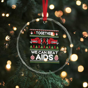 Together We Can Beat AIDS Crystal Glass Ornament HIV Awareness Boxing Ugly Sweater Gift TS12 Print Your Wear