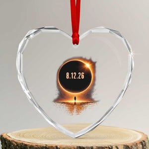 Total Solar Eclipse 2026 Heart Crystal Glass Ornament August 12th Totality Gift TS10 Transparent Glass 3'' Heart Print Your Wear