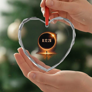 Total Solar Eclipse 2026 Heart Crystal Glass Ornament August 12th Totality Gift TS10 Print Your Wear