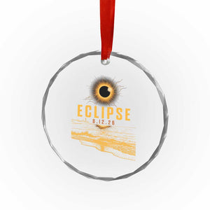 Total Solar Eclipse August 12 2026 Celestial Totality Crystal Glass Ornament Ocean Beach View Astronomy Souvenir TS02 Print Your Wear