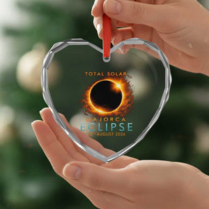 Total Solar Eclipse Heart Crystal Glass Ornament 12th August 2026 Majorca Totality TS10 Print Your Wear