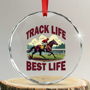 Track Life Best Life Horse Racing Enthusiast Crystal Glass Ornament Retro Jockey and Racehorse Trackside Southern Equestrian TS02 Transparent Glass 3'' Circle Print Your Wear