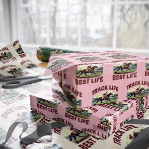 Track Life Best Life Horse Racing Enthusiast Wrapping Paper Roll Retro Jockey and Racehorse Trackside Southern Equestrian TS02 Light Pink Print Your Wear