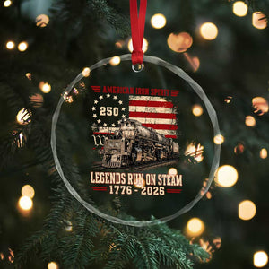 Train USA 250th Anniversary Crystal Glass Ornament American Iron Spirit Steam Locomotive Railroad Train Engine TS11 Print Your Wear