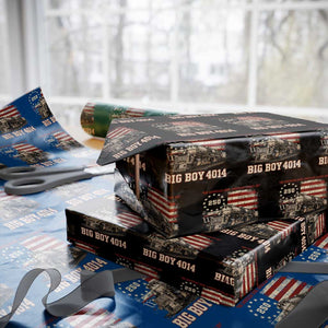 Train USA 250th Anniversary Wrapping Paper Roll American Iron Legacy Steam Locomotive Railroad Train Engine TS11 Black Print Your Wear