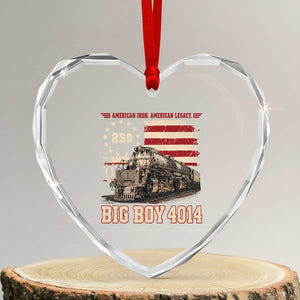 Train USA 250th Anniversary Heart Crystal Glass Ornament American Iron Legacy Steam Locomotive Railroad Train Engine TS11 Transparent Glass 3'' Heart Print Your Wear