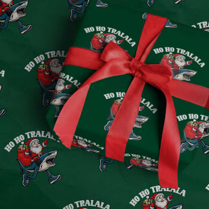 Tralalero Tralala Xmas Meme Wrapping Paper Roll Santa Xmas Ho Ho Ho TS14 Green Print Your Wear