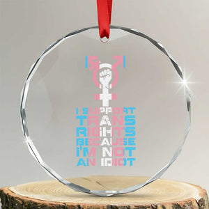 Trans Ally Crystal Glass Ornament Transgender Pride Flag Support TS10 Transparent Glass 3'' Circle Print Your Wear