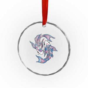 Transgender Ally Koi Fish Crystal Glass Ornament Funny Japanese Art Graphic