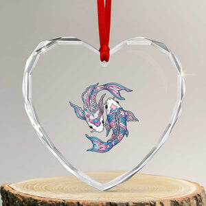 Transgender Ally Koi Fish Heart Crystal Glass Ornament Funny Japanese Art Graphic TS12 Transparent Glass 3'' Heart Print Your Wear