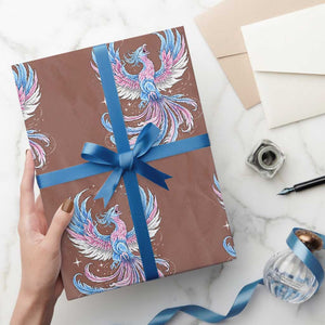 Transgender Phoenix Reborn Wrapping Paper Roll Trans Pride Flag Bird TS12 Mocha Print Your Wear
