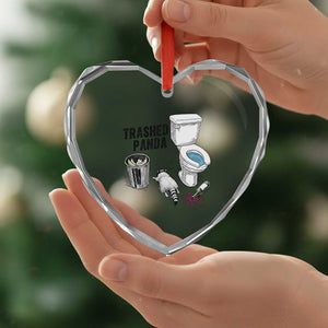 Trashed Panda Heart Crystal Glass Ornament Funny Drunk Racoon Meme TS14 Print Your Wear