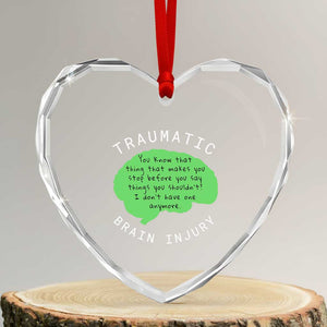 Traumatic Brain Injury Awareness Heart Crystal Glass Ornament TBI Support TS02 Transparent Glass 3'' Heart Print Your Wear