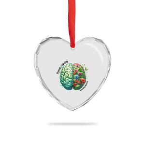 Traumatic Brain Injury Awareness Heart Crystal Glass Ornament TBI Warrior Green Floral Brain TS02 Print Your Wear