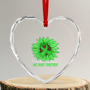 Traumatic Brain Injury Awareness Heart Crystal Glass Ornament TBI We Fight Together Green Sunflower TS02 Transparent Glass 3'' Heart Print Your Wear