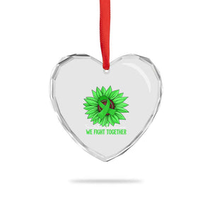 Traumatic Brain Injury Awareness Heart Crystal Glass Ornament TBI We Fight Together Green Sunflower TS02 Print Your Wear