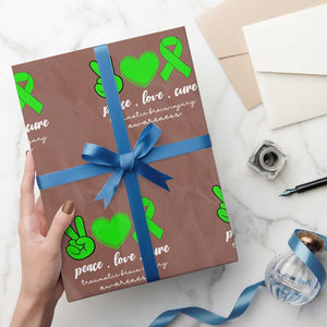 Traumatic Brain Injury Awareness Wrapping Paper Roll Peace Love Cure TBI Warrior TS02 Mocha Print Your Wear
