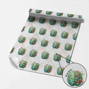 Traumatic Brain Injury Awareness Wrapping Paper Roll TBI Warrior Green Floral Brain TS02 Christmas Plaid Print Your Wear