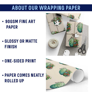 Traumatic Brain Injury Awareness Wrapping Paper Roll TBI Warrior Green Floral Brain TS02 Print Your Wear