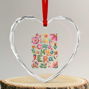 Trendy Floral Fiesta Celebration Heart Crystal Glass Ornament In My Cinco De Mayo Era TS12 Transparent Glass 3'' Heart Print Your Wear