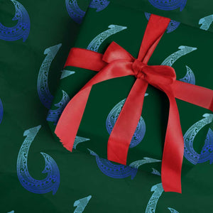 Tribal Makau Hawaiian Fish Hook Pacific Islander Hawaiian Wrapping Paper Roll TS11 Green Print Your Wear