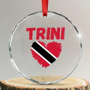 Trini Pride Crystal Glass Ornament Trinidad and Tobago Heart Flag Caribbean Roots TS10 Transparent Glass 3'' Circle Print Your Wear