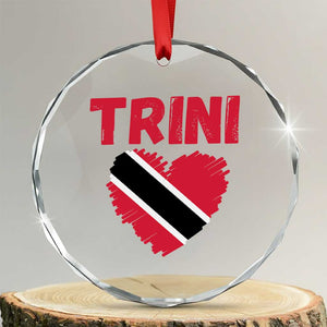 Trini Pride Crystal Glass Ornament Trinidad and Tobago Heart Flag Caribbean Roots TS10 Transparent Glass 3'' Circle Print Your Wear