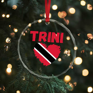 Trini Pride Crystal Glass Ornament Trinidad and Tobago Heart Flag Caribbean Roots TS10 Print Your Wear