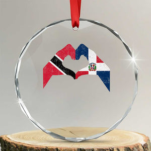 Trinidad and Tobago Dominican Crystal Glass Ornament Two Flags One Heart TS10 Transparent Glass 3'' Circle Print Your Wear