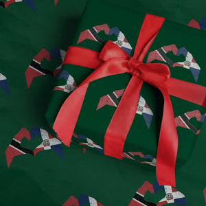 Trinidad and Tobago Dominican Wrapping Paper Roll Two Flags One Heart TS10 Green Print Your Wear