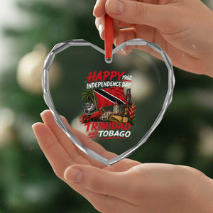 Trinidad And Tobago Independence Day Heart Crystal Glass Ornament Trinidadian Heritage Steelpan Scarlet Ibis