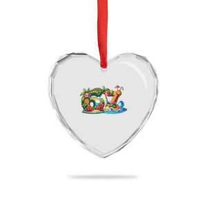 Tropical Beach Six Seven Heart Crystal Glass Ornament Summer Island Vacation Graphic