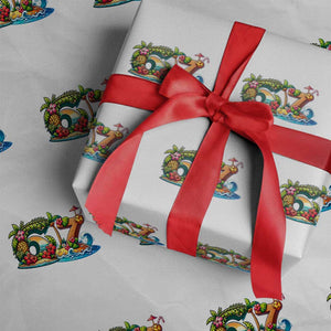Tropical Beach Six Seven Wrapping Paper Roll Summer Island Vacation Graphic