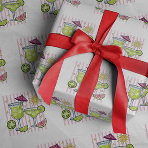 Tropical Margarita Summer Wrapping Paper Roll Beach Vacation Graphic TS12 White Print Your Wear