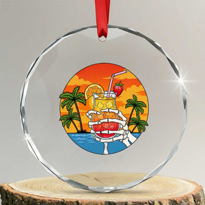 Tropical Skeleton Summerween Crystal Glass Ornament Beach Cocktail Vacation TS12 Transparent Glass 3'' Circle Print Your Wear