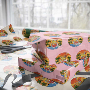Tropical Skeleton Summerween Wrapping Paper Roll Beach Cocktail Vacation