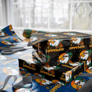 Tropical Summerween Boo Sheet Wrapping Paper Roll Funny Ghost Halloween Summer Beach Vibes TS02 Black Print Your Wear
