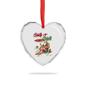 Tropical Xmas Heart Crystal Glass Ornament Sandy And Bright Santa At The Beach TS09 Print Your Wear